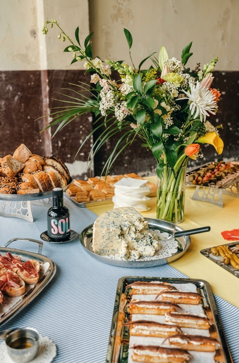 Servicio de postre en mesa de celebración